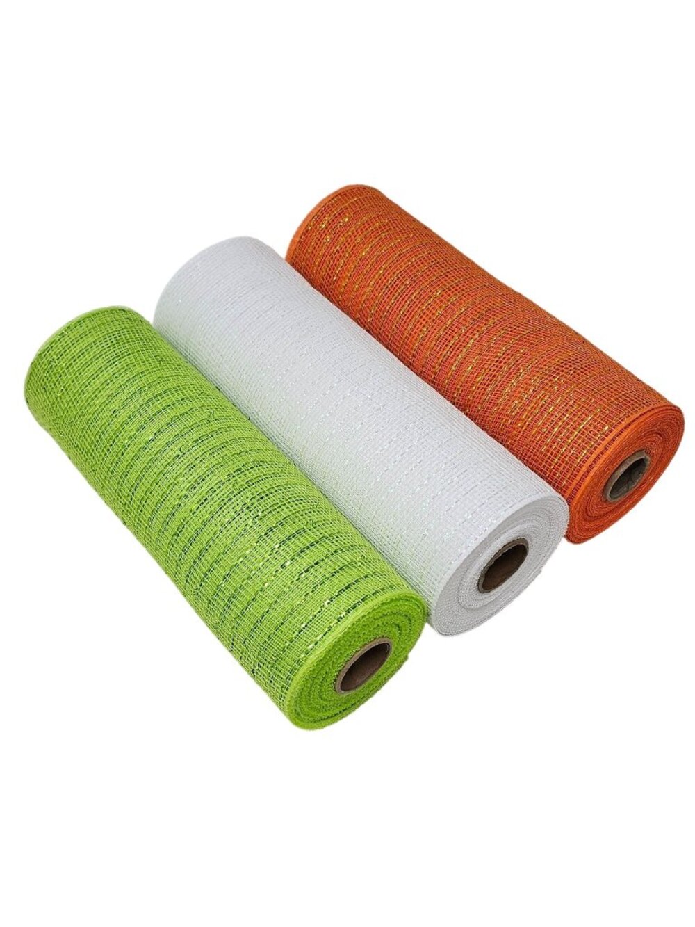 Fall Autumn Halloween 10" Decorative Metallic Deco Mesh Ribbon, 3 Rolls